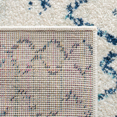 Area Rug, 9 ft x 12 ft in Ivory and Navy Geometric Pattern