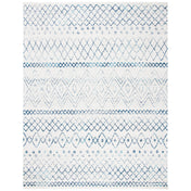 Area Rug, 9 ft x 12 ft in Ivory and Navy Geometric Pattern
