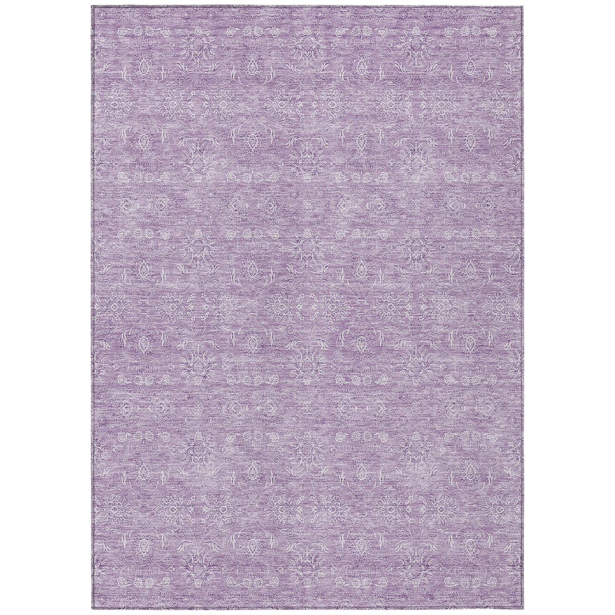 Area Rug, 9 Ft x 12 Ft in Lavender Floral Polyester