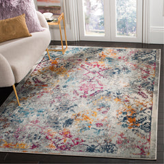 Area Rug, 9 ft x 12 ft in Light Gray/Fuchsia
