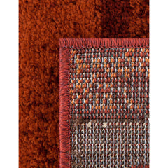 Area Rug, 9 ft x 12 ft in Orange with Abstract Pattern