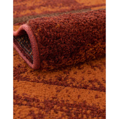 Area Rug, 9 ft x 12 ft in Orange with Abstract Pattern