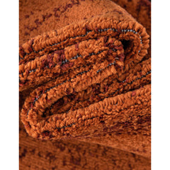 Area Rug, 9 ft x 12 ft in Orange with Abstract Pattern