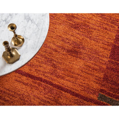 Area Rug, 9 ft x 12 ft in Orange with Abstract Pattern