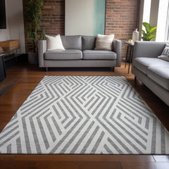 Area Rug, 9 ft x 12 ft Indoor and Outdoor in Gray Polyester