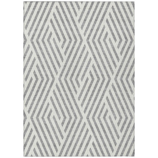 Area Rug, 9 ft x 12 ft Indoor and Outdoor in Gray Polyester