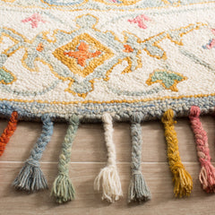 Area Rug, 9 ft x 12 ft, Ivory and Blue Wool