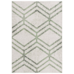 Area Rug, 9 ft x 12 ft, Ivory and Sage Geometric in Polypropylene
