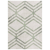 Area Rug, 9 ft x 12 ft, Ivory and Sage Geometric in Polypropylene