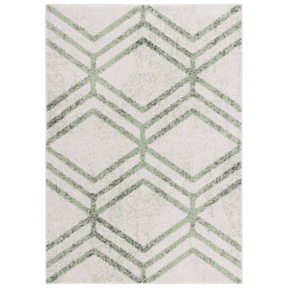 Area Rug, 9 ft x 12 ft, Ivory and Sage Geometric in Polypropylene