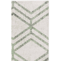 Area Rug, 9 ft x 12 ft, Ivory and Sage Geometric in Polypropylene