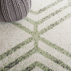 Area Rug, 9 ft x 12 ft, Ivory and Sage Geometric in Polypropylene