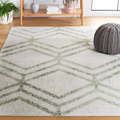 Area Rug, 9 ft x 12 ft, Ivory and Sage Geometric in Polypropylene