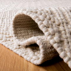 Area Rug, 9 ft x 12 ft, Ivory Hand-Woven Wool with Fringe