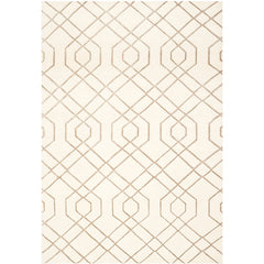 Area Rug, 9 Ft x 12 Ft, Ivory Hand-Woven Wool with Geometric Pattern