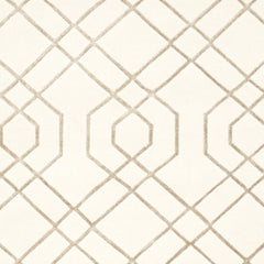 Area Rug, 9 Ft x 12 Ft, Ivory Hand-Woven Wool with Geometric Pattern