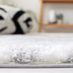 Area Rug, 9 Ft x 12 Ft, Light Gray and White with Geometric Pattern