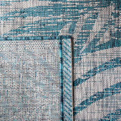Area Rug, 9 ft x 12 ft, Rectangle in Gray and Aqua