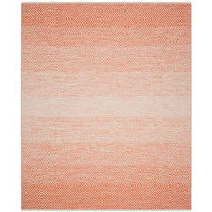 Area Rug, 9 ft x 12 ft Rectangle in Orange and Ivory Cotton