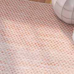 Area Rug, 9 ft x 12 ft Rectangle in Orange and Ivory Cotton