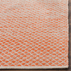Area Rug, 9 ft x 12 ft Rectangle in Orange and Ivory Cotton
