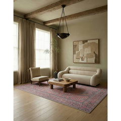Area Rug, 9 Ft x 12 Ft, Red Oriental Pattern