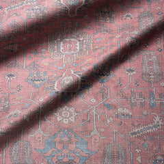 Area Rug, 9 Ft x 12 Ft, Red Oriental Pattern