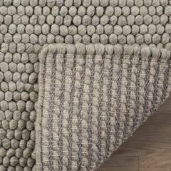 Area Rug, 9 ft x 12 ft, Silver Hand-Woven in Wool and Cotton