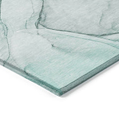 Area Rug, 9 ft x 12 ft, Teal Polyester Flatweave with Non-Skid Backing