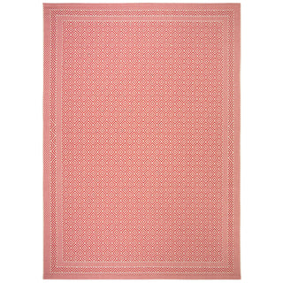 Area Rug, 9 ft x 12 ft with Beige and Red Geometric Pattern