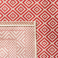 Area Rug, 9 ft x 12 ft with Beige and Red Geometric Pattern