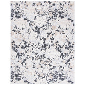 Area Rug, 9 Ft x 12 Ft with Floral Pattern in Ivory, Beige and Charcoal