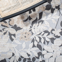 Area Rug, 9 Ft x 12 Ft with Floral Pattern in Ivory, Beige and Charcoal