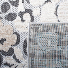 Area Rug, 9 Ft x 12 Ft with Floral Pattern in Ivory, Beige and Charcoal