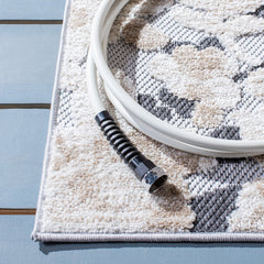 Area Rug, 9 Ft x 12 Ft with Floral Pattern in Ivory, Beige and Charcoal