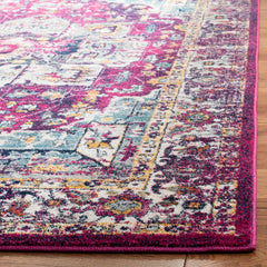 Area Rug, 9 ft x 12 ft with Fuchsia and Ivory Oriental Pattern