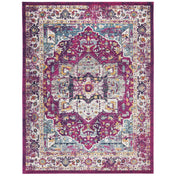 Area Rug, 9 ft x 12 ft with Fuchsia and Ivory Oriental Pattern