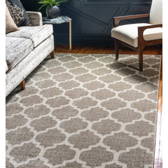 Area Rug, 9' x 12', Brown with Geometric Pattern