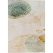 Area Rug, 9 x 12 ft, Beige Polyester with Abstract Pattern