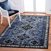 Area Rug, 9 x 12 ft, Black and Blue Polypropylene