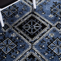 Area Rug, 9 x 12 ft, Black and Blue Polypropylene