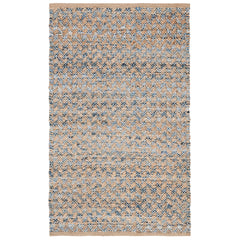 Area Rug, 9 x 12 Ft, Blue/Natural Jute and Sisal with Denim