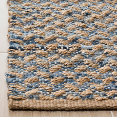 Area Rug, 9 x 12 Ft, Blue/Natural Jute and Sisal with Denim