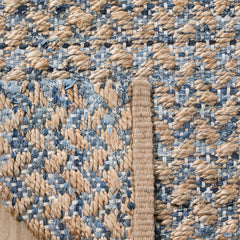 Area Rug, 9 x 12 Ft, Blue/Natural Jute and Sisal with Denim