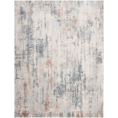 Area Rug, 9 x 12 ft, Cream and Gray with Abstract Pattern