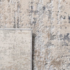Area Rug, 9 x 12 ft, Cream and Gray with Abstract Pattern