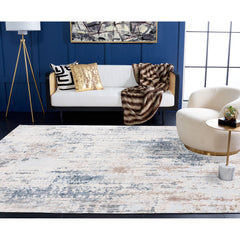 Area Rug, 9 x 12 ft, Cream and Gray with Abstract Pattern