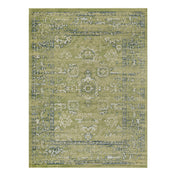 Area Rug, 9 x 12 ft, Green Polypropylene with Oriental Pattern