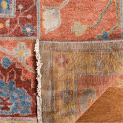 Area Rug, 9 x 12 ft, Hand-Woven Wool in Gray and Red