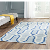Area Rug, 9 x 12 ft, Hand-Woven Wool in Light Blue/Dark Blue